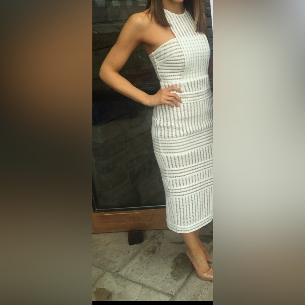 Self-Portrait Midi Dress in white. Size US 0 or UK 4.